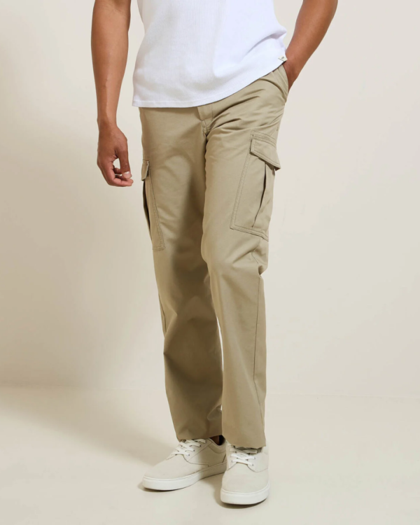 Pantalon cargo lin camel