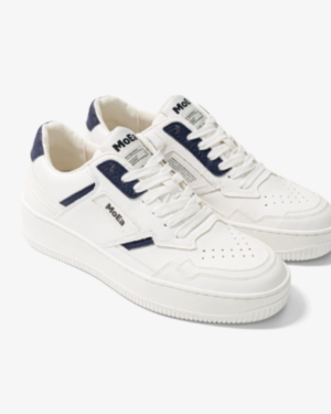 Baskets blanches pour femme avec motifs bleus