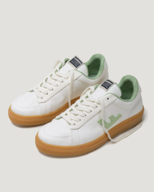 Baskets blanches avec motifs verts pour femme
