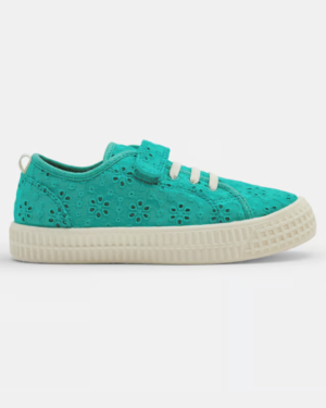 Baskets basses toile dentelle vert fille 2
