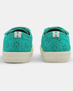 Baskets basses toile dentelle vert fille