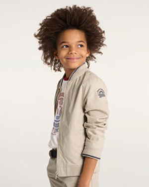 Blouson teddy en toile recyclée - Beige