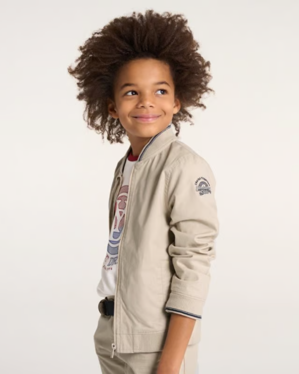 Blouson teddy en toile recyclée - Beige