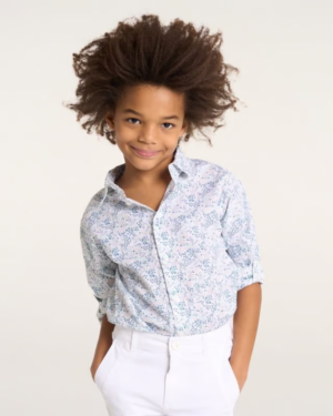 Chemise à fleurs en coton bio et lin - Multicolore éthique