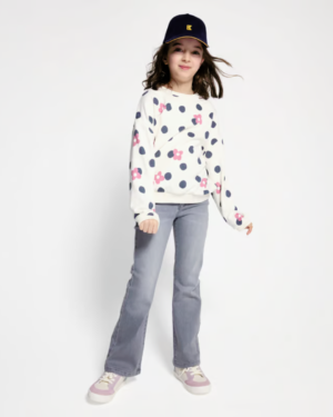 Jean flare gris fille