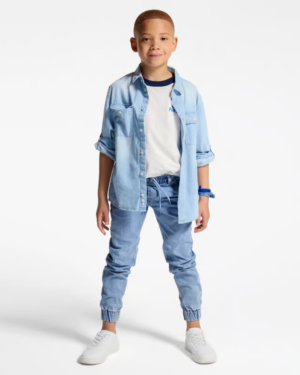 Jean slim en denim recyclé - Bleu océan délavé
