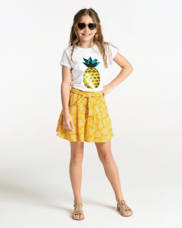 Jupe-short imprimée jaune fille