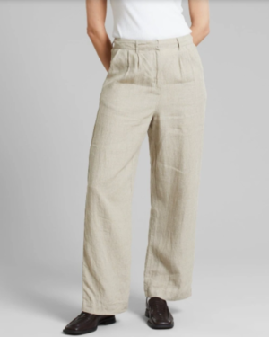 Pantalon ample en lin, de couleur Ecru, pour femmes