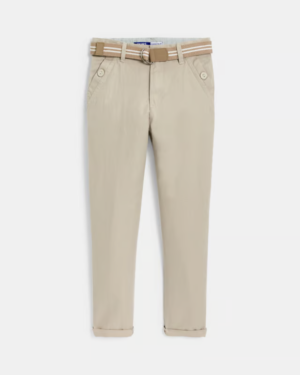 Pantalon chino slim en coton bio - Beige sable