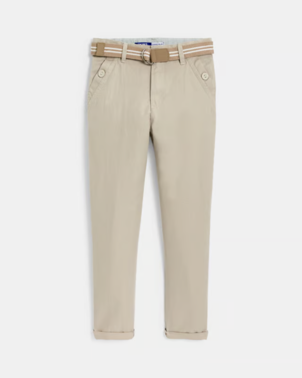 Pantalon chino slim en coton bio - Beige sable