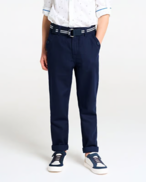 Pantalon chino slim en coton bio - Bleu