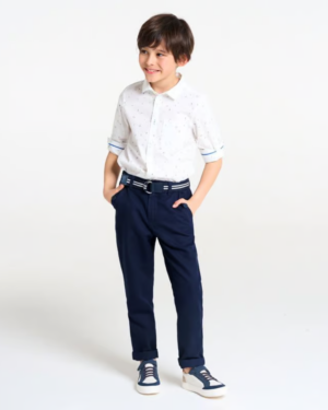 Pantalon chino slim en coton bio - Bleu