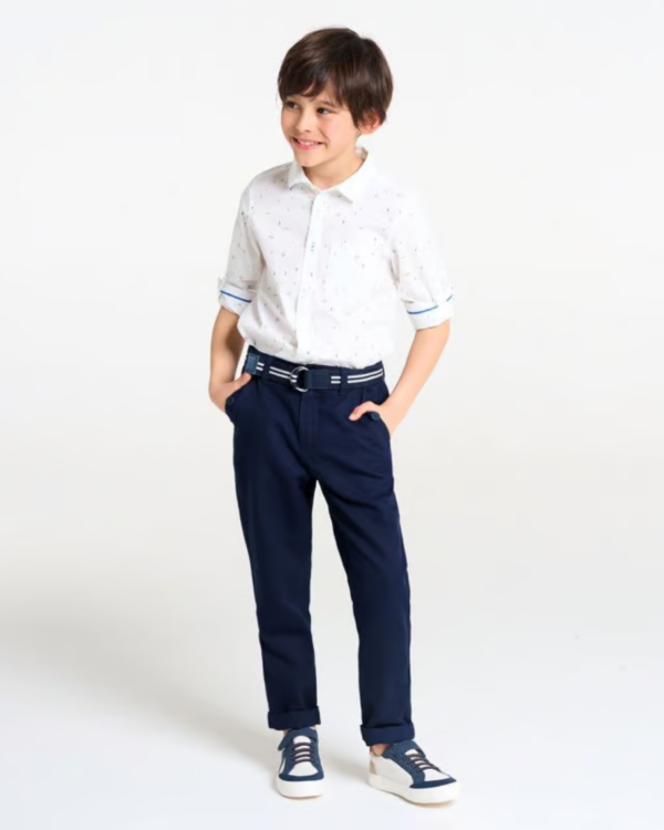 Pantalon chino slim en coton bio - Bleu