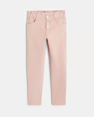 Pantalon mom paper bag rose fille