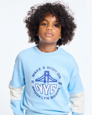 Sweat-shirt en molleton recyclé - Bleu océan