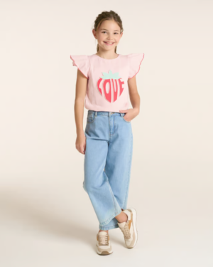 T-shirt manches courtes à message rose Fille