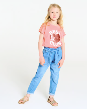 T-shirt manches courtes à sequins rose Fille